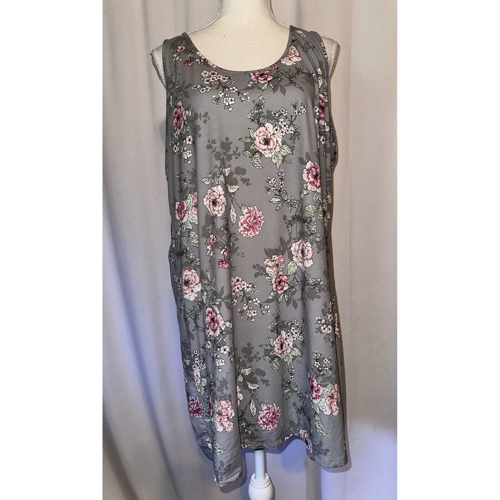 Laura Ashley Nightgown Womens Size XL Floral Gray Soft Scoop Neck Racerback
